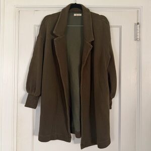 Madewell Olive Green Open-Front Knit Cardigan